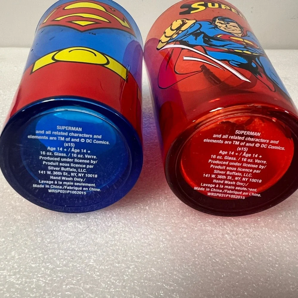 Red & Blue Superman Pint Glass Set Man Of Steel 16oz DC Comics